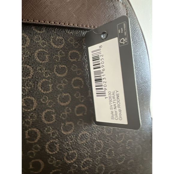 GUESS SV792630 Rodney Backpack Adjustable Purse Natural Brown Logo Signature - Picture 14 of 14